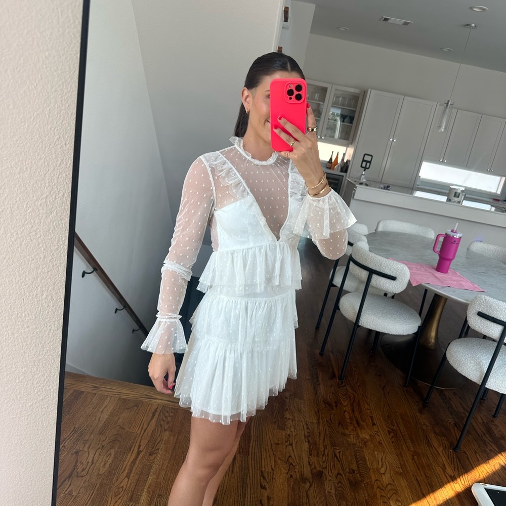 Tularosa white ruffle mini dress